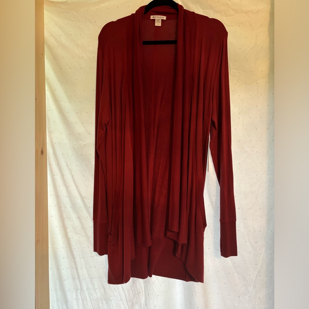 Athleta pranayama wrap sweater. Size large. In a rust red color. New with tags